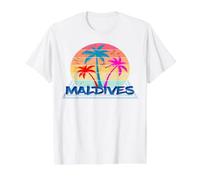 Maldives Palmiers Oiseaux Marins Île Souvenir Resort Cadeau T-Shirt Graphique avec Valeur