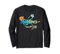 Maldives Requin-Baleine Fleurs Tropicales Plongée Souvenir Manche Longue