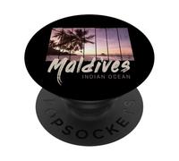 Maldives Souvenir Vintage Coucher Soleil de l'océan Indien PopSockets PopGrip Adhésif