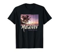 Maldives Souvenir Vintage Coucher Soleil de l'océan Indien T-Shirt Graphique avec Valeur
