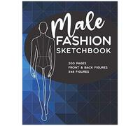 Male Fashion Sketchbook: Design Sketches 200-Pages With Front & Back Figures Croquis