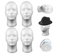 Mâle Mannequin Head 4pcs Realist White Mannequin Head 11 pouces Entraînement à la tête et affichage en mousse pour le postipie, le tatouage, la coiffure, le maquillage