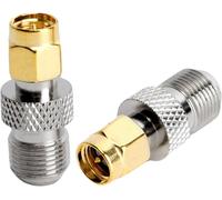 Male to F Type Female Adapter F Type Female Male F Plug Female Male TV Antenna Connector for FM AM Dab+ Radio Video Pack of 2