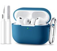 Maledan Compatible avec Coque AirPods Pro 3 Case 2025- Boitier Étui Antichoc en Silicone pour Case Apple AirPods Pro 3ème Generation Protection avec kit de Nettoyage et Mousqueton [LED Visible],Bleu