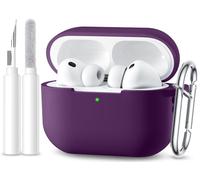 Maledan Compatible avec Coque AirPods Pro 3 Case 2025- Boitier Étui Antichoc en Silicone pour Case Apple AirPods Pro 3 Protection avec kit de Nettoyage et Mousqueton [LED Visible],Violetfoncé