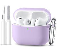 Maledan Compatible avec Coque AirPods Pro 3 Case 2025- Boitier Étui Antichoc en Silicone pour Case Apple AirPods Pro 3 Generation Protection avec kit de Nettoyage et Mousqueton [LED Visible],Lavande