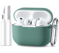 Maledan Compatible avec Coque AirPods Pro 3 Case - Boitier Étui Antichoc Silicone pour Protection Apple AirPods Pro 3ème Generation 2025 Housse avec kit Nettoyage et Mousqueton [LED Visible],Vert pin