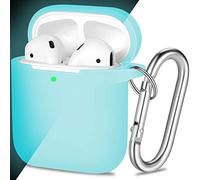 Maledan Coque Étui Compatible avec Apple Airpods 2 & 1, Luminescent Housse de Protection en Silicone, Témoin LED Visible, supporte Le Chargement sans Fil avec Mousqueton, Nightglow Bleu