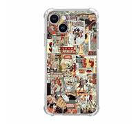 malegaon Coque de super-héros de bande dessinée pour iPhone 15, coque à motif collage artistique de culture pop, coque anti-chocs en polyuréthane thermoplastique souple pour iPhone 15