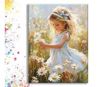 Malen Nach Zahlen Mohn Pferd Muster, Malen Nach Zahlen Erwachsene, mit Leinwand, Acrylfarben und Pinseln, DIY Set Erwachsene, Kreativ für Zuhause, Deko Wohnzimmer 45x60cm (Ohne Rahmen) z1s-813