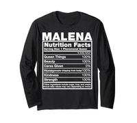 Malena T-Shirt d'anniversaire avec nom Malena Nutrition Facts Manche Longue