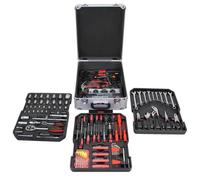 Malette à Outils, Valise de Bricolage, 251 outils, Avec mallette en aluminium et poignée télescopique, Matériau: Acier au carbone