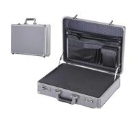 Malette Aluminium Étui verrouillable for ordinateur portable avec cadre en aluminium - Porte-documents de sécurité Coffre-fort verrouillage par mot passe for les fichiers informatiques(17inch grey)