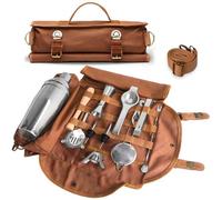 Malette barman portable - OKZ - Kit de voyage - Mixologie - Toile robuste - Cuir PU - Petite taille - Grande capacité