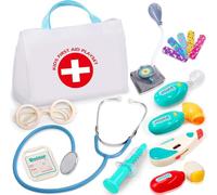 Malette de Docteur Enfant 2 3 4 5 Ans, Kit de Médecin Déguisement de Docteur Enfant avec Stéthoscope Thermomètre Seringue, Jouets de Docteur Jeux Educatif Cadeau pour Enfants 2 3 4 5 Ans Garçon Fille