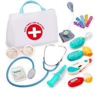 Malette de Docteur Enfant 2 3 4 5 Ans, Kit de Médecin Déguisement de Docteur Enfant avec Stéthoscope Thermomètre Seringue, Jouets