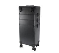 Malette de Maquillage 4-en-1 à roulettes à 360°| avec Miroir LED en 3 Couleurs et Poignée Télescopique | Valise Maquillage Professionnel pour Accessoires de Beauté,Noire