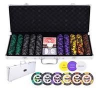 Engelhart Malette de poker 320921 – Métal argenté, 500 jetons 14 g Mises élevées, 2 jeux de cartes