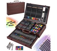 Malette Dessin, 140 Pièces Kit Dessin Adultes, Sets de Dessin, Mallette | de Coloriage, Crayons de Couleur, Aquarelle, Pastels,Brun