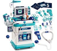 Malette Docteur Enfant,Jouet Docteur avec Chariot,Kit de Médecin Jouets pour Filles et Garçons 3+ Ans,Jouet Enfant 3 Ans(Bleu)