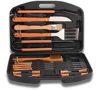 Malette d'ustensiles pour barbecue - InnovaGoods Kit Barbecue - 18 pièces - Inox & bois - Portable compact