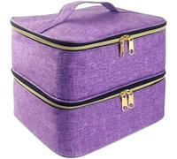 Malette Rangement Vernis à Ongles 30 Bouteilles, Étui de Transport Double Couche avec Compartiments Ajustables, Convient à la Lampe UV et Accessoires Manicure, Vanity Case Onglerie (Violet)