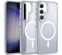 MALEWOLF Coque pour Samsung Galaxy S23 Plus, compatible avec MagSafe, coque magnétique avec bord antidérapant, résistante aux chocs, coque translucide de couleur assortie pour Galaxy S23 Plus 5G (gris