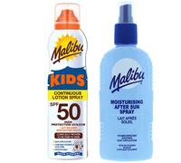 Malibu aérosol lotion pour enfants SPF50 175ml + Spray Balm après soleil 200 ml