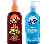 Malibu bronze oil with coconut SPF8 200ml + ice blue after sun gel 200 ml