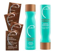 Malibu C Malibu Kit de traitement de bien-être à l'eau dure, shampoing 9 oz, après-shampooing 9 oz et traitement à l'eau dure 0,17