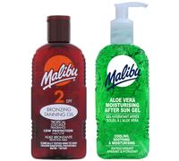 Malibu huile de bronzage SPF2 200ml + aloe gel après soleil 200 ml