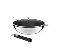 Cuisinox Wok Malice 28 cm – revêtement céramique, couvercle, poignée amovible, induction