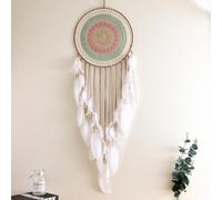 Malicosmile Grand attrape-rêves à suspendre au mur, dentelle colorée avec plumes blanches, pour chambre à coucher, adulte