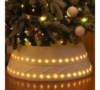 Malier Collier lumineux pour sapin de Noël - 76,2 cm - Collier de sapin de Noël en tricot pour sapin de Noël artificiel - Housse de base pour support de sapin de Noël - Jupe de sapin de Noël rustique