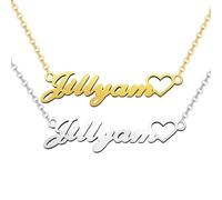 Malihome Collier prénom personnalisé plaqué or 18 carats, collier fleur de naissance personnalisé, cadeau pour maman, épouse ou fille, bijou unique (Customized-Name-Heart)
