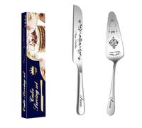 Malihome Ensemble de coupe-gâteau de mariage personnalisé, couteau à gâteau d'anniversaire personnalisable et ensemble de spatule à gâteau, cadeau d'anniversaire (argent-anniversaire)