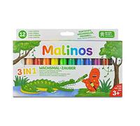 MALINOS 301035 Lot de 12 crayons de cire magiques 3 en 1