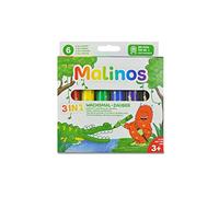 MALINOS 301036 Lot de 6 crayons de cire magiques 3 en 1, crayons de couleur, peinture à la cire, aquarelle, 6 couleurs