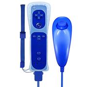 Maliralt Nunchuck - Télécommande sans fil pour Nintendo Wii/Wii U, LP02 Wii avec coque en silicone et dragonne, moteur à vibrations intégré - Indigo (fabriquée par un tiers)