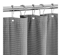 MALIRUE Rideau de Douche Waffle Gris 183x198 cm - Tissu Polyester Lavable avec Poids et 12 Anneaux, Opaque et imperméable pour Douche et Baignoire