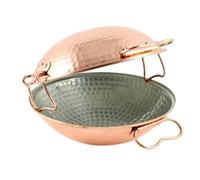 MALI'S 43040 - Cataplana, Sauteuse, Wok en cuivre martelé intérieur étamé - Four, Tous Feux sauf Induction, Ø 26cm