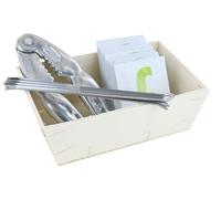 Mali's KITCRUS_S2, Set dégustation fruits de mer et crustacés avec 1 couteau huîtres, 6 fourchettes crustacés, 6 pics, 6 rince-doigts, en coffret cadeau bourriche bois