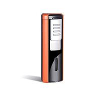 Malisseladi Briquet Torche Allume-Cigare au Butane Rechargeable à Triple Jet de Flamme avec fenêtre au Butane, Cadran à Flamme réglable, boîte-Cadeau, sans gaz (Orange)