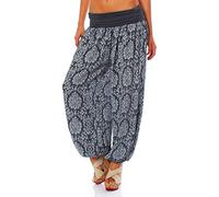 Malito 7198 Pantalon bouffant pour femme avec motif de yoga - Pantalon sarouel pour la danse et la détente - Pantalon long Aladdin - Pantalon de loisirs - Taille unique, gris foncé, 36-44