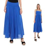 Malito 80150 Jupe longue pour femme - Robe bandeau ample en coton - Jupe avec taille élastique en jersey - Taille unique, bleu, 36 FR/42 FR