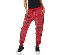 Malito 83728 Pantalon de survêtement pour femme avec imprimé jungle Coupe baggy idéale pour la danse - Rouge - taille unique