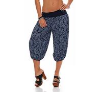 Malito 8581 Pantalon Capri pour femme Avec imprimé oriental Pantalon de danse/détente/loisirs - Bleu - taille unique