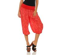 Malito 8581 Pantalon Capri pour femme Avec imprimé oriental Pantalon de danse/détente/loisirs - Rouge - taille unique
