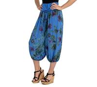 Malito 8938 Pantalon pour femme Aladin à motif floral, bleu, 36 FR/44 FR