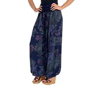 Malito 8939 Pantalon Aladdin pour femme avec motif floral, pantalon sarouel pour la danse, pantalon bouffant pour se détendre, pantalon de loisirs, bleu foncé, 36 FR/44 FR